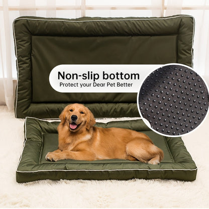 Grand panier carré pour chiens de petite à grande taille – Tapis pour animaux en polyester imprimé antidérapant, garnissage en fibre de polyester, coussin de couchage toutes saisons pour niche d'intérieur