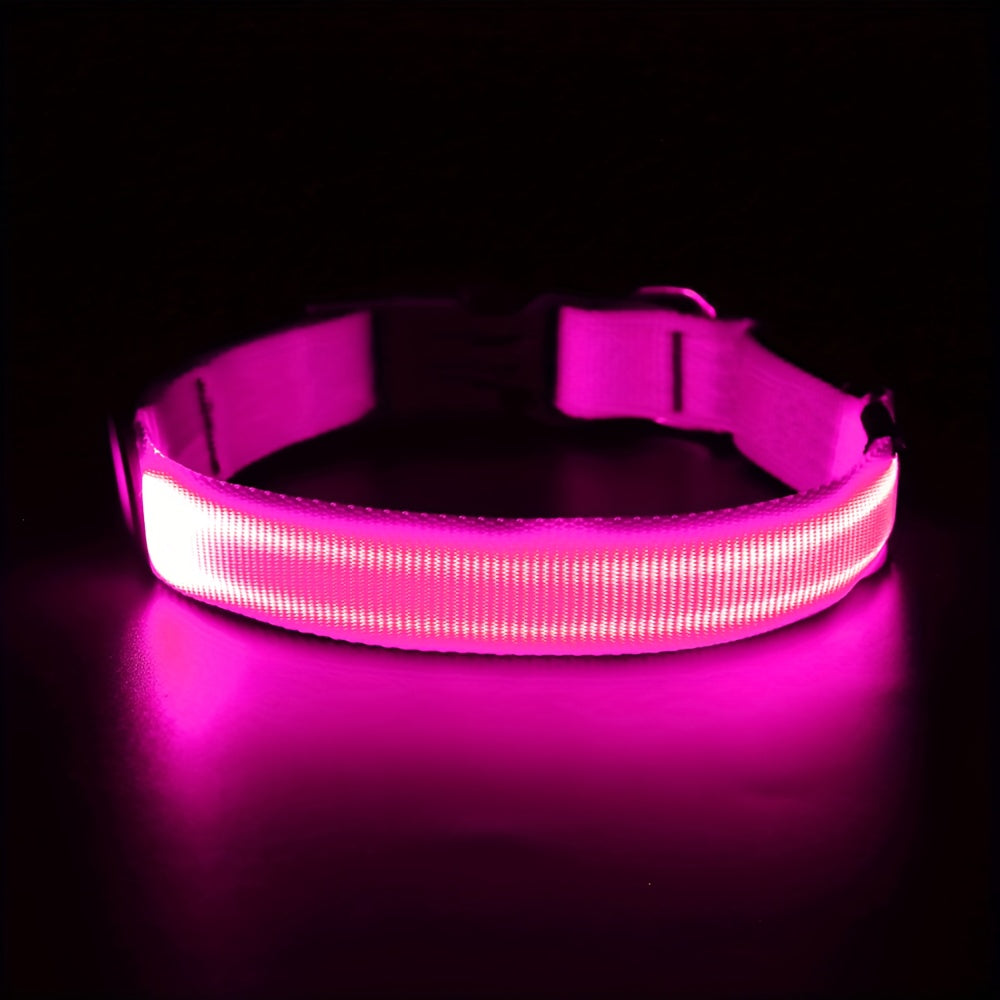 Collier lumineux pour chien à LED, rechargeable par USB - Collier de sécurité ajustable en nylon avec boucle en D pour petits, moyens et grands chiens, haute visibilité pour les promenades nocturnes