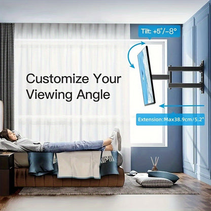 Support mural articulé pour téléviseur avec bras extensible, pivotant et inclinable pour téléviseurs LED/LCD de 22 à 55 pouces, compatible VESA, matériel inclus