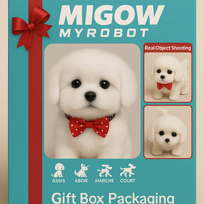 Chiot Labrador blanc interactif en peluche, jouet robotique qui marche, aboie et remue la queue, animal de compagnie électronique réaliste, idée cadeau pour anniversaire, Noël, fêtes, garçons et filles de 3 ans et plus