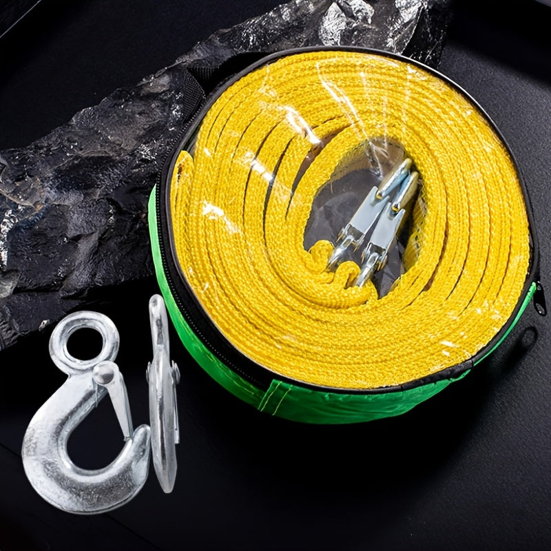 Sangle de remorquage robuste 5 tonnes 4 m – Sangle de treuil avec crochet en acier forgé pour dépannage tout-terrain, remorquage d'urgence pour SUV, camion, pick-up 4x4, kit de secours tout-terrain indispensable