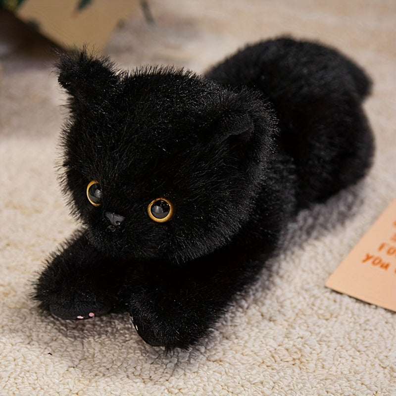 Peluche chat réaliste - adorable chaton en peluche pour enfants, poupée en peluche douce et réaliste disponible en 6 couleurs (marron, gris, orange, noir, noir et blanc, blanc), cadeau pour garçons et filles de tous âges