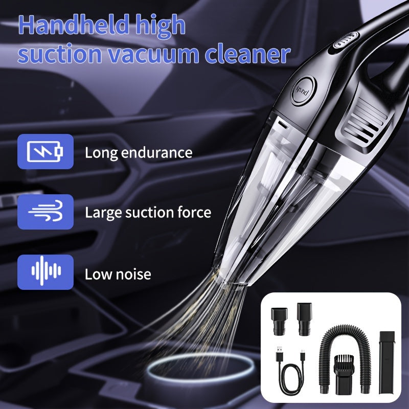 Aspirateur à main rechargeable sans fil – Aspiration puissante de 6 kPa, 40 dB silencieux, mini aspirateur portable pour poils d'animaux, voiture, clavier, nettoyage de bureau et maison avec suceur plat