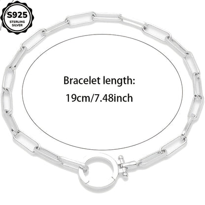 Bracelet maillons Parker en argent sterling 925 pour femme - Chaîne trombone avec boucle iconique, bracelet bohème élégant et luxueux, cadeau pour femme, maman, amie - Saint-Valentin, Noël, anniversaire
