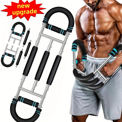 Appareil d'entraînement de la force des bras, extenseur de poitrine, barre à 3 niveaux de résistance réglables, extenseur portable et détachable pour renforcer les avant-bras, appareil de musculation pour le haut du corps à domicile