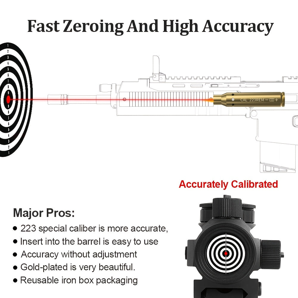 Kit de réglage laser multi-calibres pour 9mm, 45ACP, 223REM, 308WIN, 380ACP, 38SPL, 12GA – Appareil de réglage laser rouge haute précision pour fusils et pistolets, installation facile, inclut 2 jeux de piles
