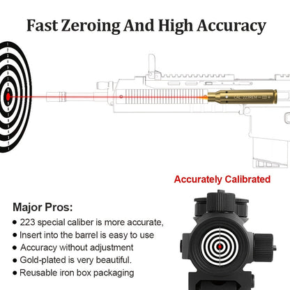 Kit de réglage laser multi-calibres pour 9mm, 45ACP, 223REM, 308WIN, 380ACP, 38SPL, 12GA – Appareil de réglage laser rouge haute précision pour fusils et pistolets, installation facile, inclut 2 jeux de piles