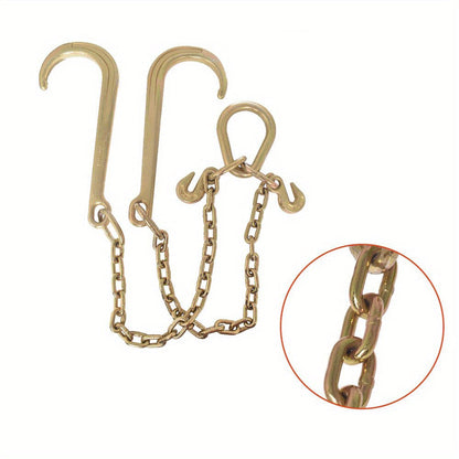 Jeu de chaînes de remorquage robustes Grade 70 de 5/16 po x 2 pi avec crochets en J et crochets de saisie en V - Acier allié 20Mn2 antirouille, charge utile de 6000 lb pour remorque plateau, remorquage et arrimage de chargement