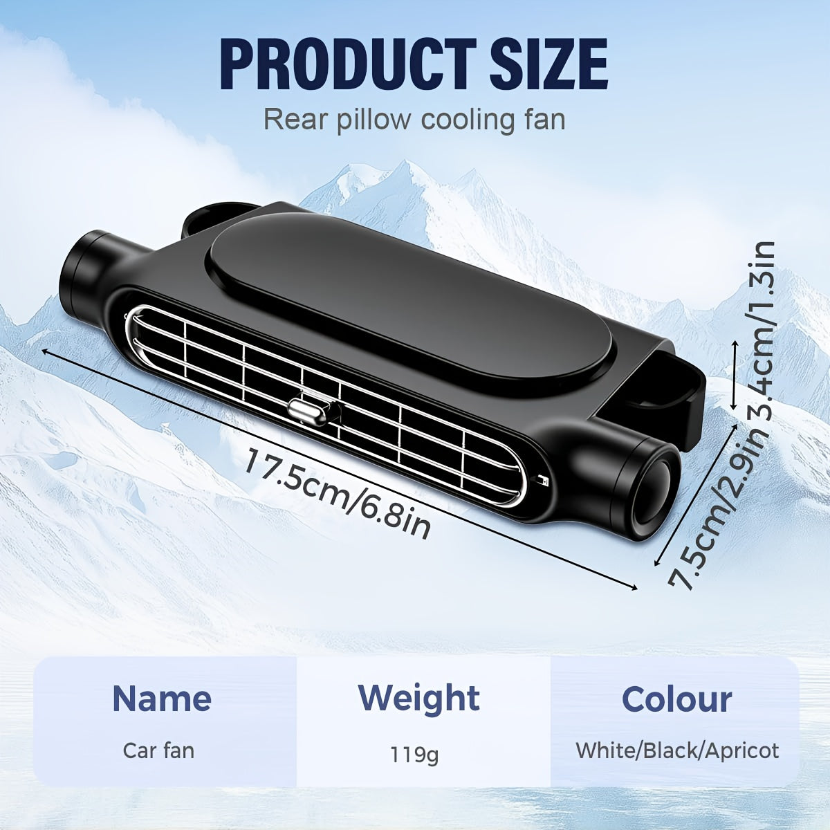 Ventilateur de voiture USB sans pales à 3 vitesses, refroidissement silencieux – Ventilateur de siège plug-and-play avec câble USB, restez au frais dans les embouteillages, ajustement universel pour tous les modèles de voiture, blanc et noir