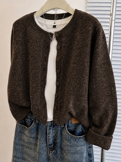 Gilet ouvert pour femme, cardigan en maille à manches longues avec fermeture boutonnée, doux et confortable, veste polyvalente décontractée pour la mode automne-hiver
