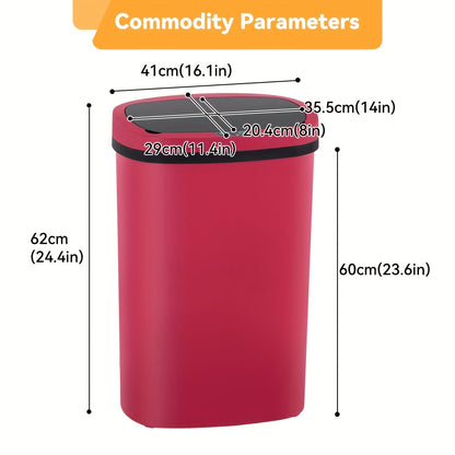 Poubelle automatique sans contact de 50 L (13 gallons) avec détecteur de mouvement, en acier inoxydable et plastique, pour cuisine, bureau, chambre et salon