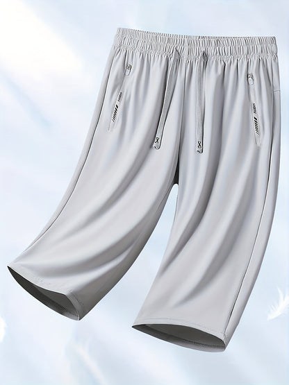 Women's Cooling Capri Pants Solid Color Mid Elasticity Smooth Fabric - Casual Lightweight Summer Cropped Pants for Daily Outings Leisure Travel Beach Vacation