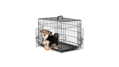Cage pour chien pliable en fil métallique avec séparateur et plateau étanche – Chenil en métal repliable à double porte pour chiens de petite, moyenne et grande taille, pour intérieur, extérieur et voyage
