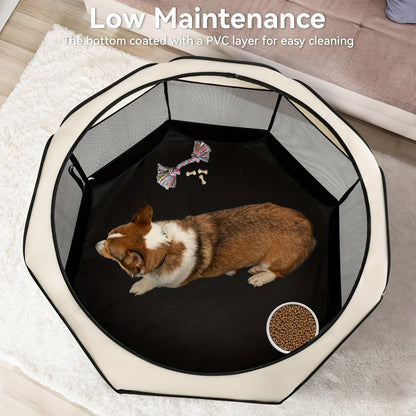 Enclos pliable octogonal pour animaux, niche toutes saisons et lit pour chat – Cage pour chiens et chats en tissu Oxford résistant aux rayures, parc portable pliable pour intérieur, extérieur, camping et voyage