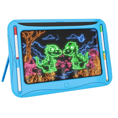 LED Light Up Drawing Board for Kids 8 Light FX Modes Doodle Tracing Art Set with 9 Double-Sided Cards 6 Washable Markers Flip Stand Creative STEM Toy Birthday Christmas Gift Girls Boys Ages 3-8