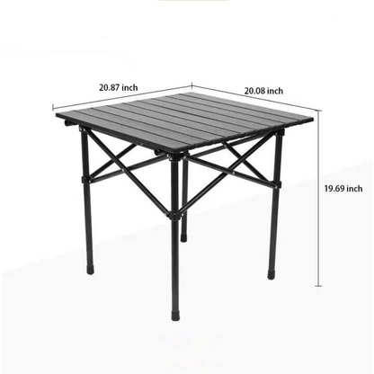 Table de camping pliante portable, table d'extérieur légère et rétractable avec sac de transport, pieds robustes, grande surface plane pour pique-nique, barbecue, plage, randonnée, hayon, design compact et durable, tailles L et XL