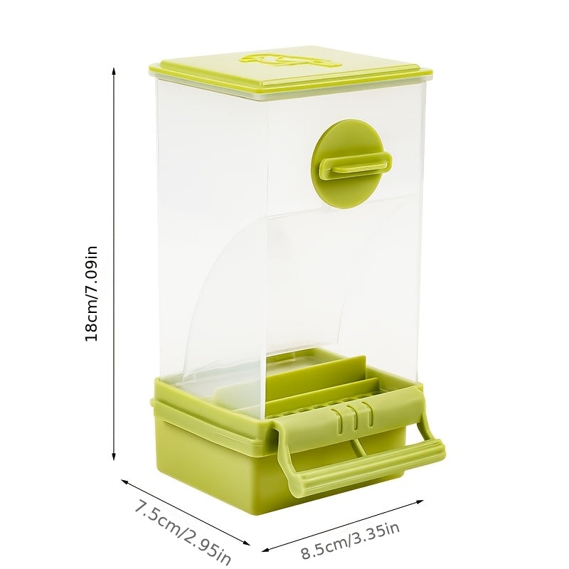 Mangeoire automatique anti-gaspillage pour oiseaux avec séparateur de coquilles – Distributeur de nourriture suspendu tout-en-un sans pile pour calopsittes, perruches et inséparables – Avec protection anti-éclaboussures, 1 pièce