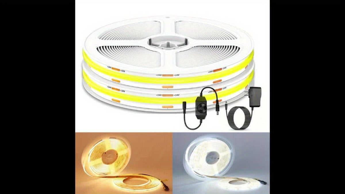 Ruban LED COB 10 m, 4800 LED, intensité variable – Bande lumineuse LED flexible ultra brillante à haut rendement lumineux pour sous-meuble, rétroéclairage TV, chambre, cuisine et décoration de fête