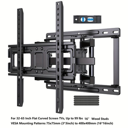 Support mural articulé pour TV 37-75 pouces, double bras, pivotant, inclinable, rotatif, VESA 600x400mm, capacité 60 kg, pour téléviseurs OLED/LCD/LED plats et incurvés, extension de 61 cm