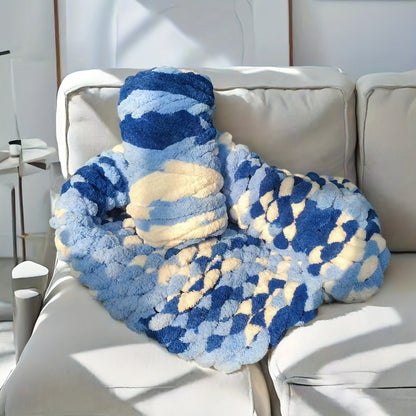 Fil chenille épais, 2 écheveaux de 500 g, laine pour tricot et crochet, rayé multicolore, polyester doux, extra épais, pelucheux, cadeau DIY pour femmes et hommes