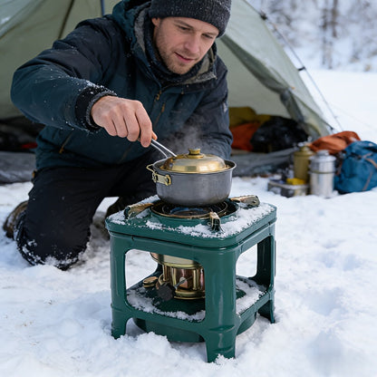 Réchaud de camping portable au kérosène avec brûleur intégré, radiateur et cuiseur à pétrole léger pour l'extérieur avec réglage de flamme pour le camping, les pique-niques et les barbecues