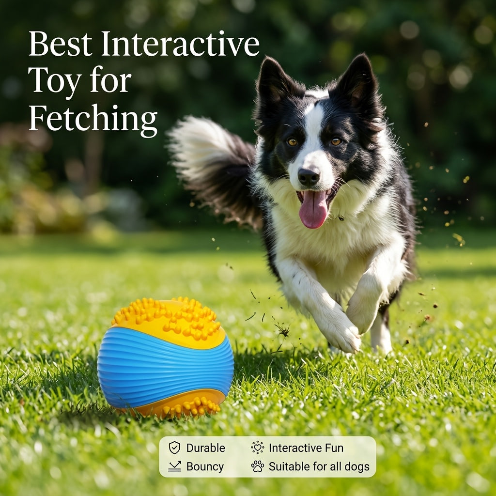 Balle de jeu indestructible pour chiens mâcheurs agressifs – Balle à mâcher en caoutchouc TPR résistant et sonore avec rainures de nettoyage dentaire, jouet interactif à rapporter pour chiens de petites, moyennes et grandes races (Orange et Bleu)