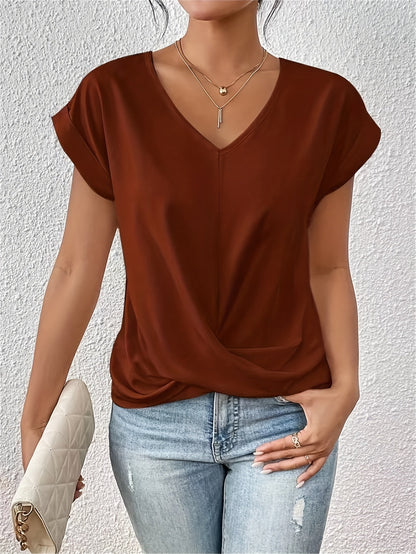 T-shirt à manches courtes pour femme – Haut basique décontracté de couleur unie disponible en 12 coloris, t-shirt doux et confortable pour le printemps et l'été