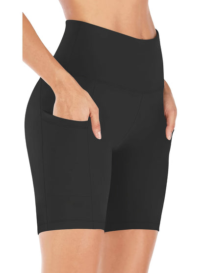 Shorts de yoga taille haute pour femmes, shorts de cyclisme hautement élastiques et absorbant la transpiration avec contrôle du ventre, shorts de sport extensibles pour l'entraînement, la course, la salle de sport, le fitness et le quotidien