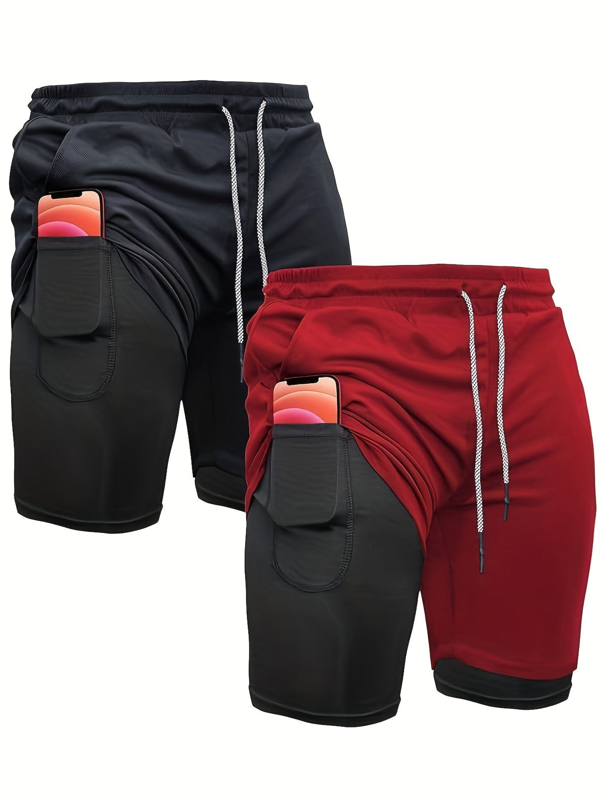 Short de running 2-en-1 pour homme 7 pouces avec doublure de compression à séchage rapide – Short de sport léger pour l'entraînement et la gym, short d'entraînement en polyester pour la course, le yoga, la randonnée et les sports de plein air S M L XL XXL