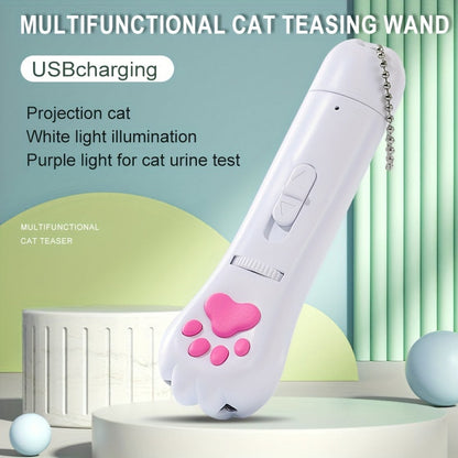 Stylo projecteur interactif pour chat rechargeable par USB - Jouet projecteur à motifs rotatifs, pointeur LED avec lampe torche blanche, jouet interactif pour chat