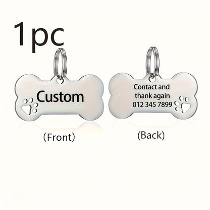 Custom Engraved Stainless Steel Dog ID Tag - Personalized Pet Name Tag Anti-Loss Single or Double Sided Engraving 6 Colors Dogs Cats Gift White Silver Gold Black Rose Gold Blue