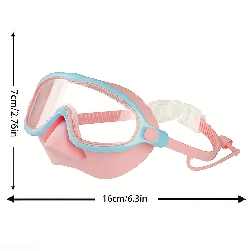 Lunettes de natation antibuée surdimensionnées, clarté haute définition, coussinets en silicone souple et confortable, sangle réglable, équipement de natation élégant pour piscine extérieure, plage et étang, rose bleu