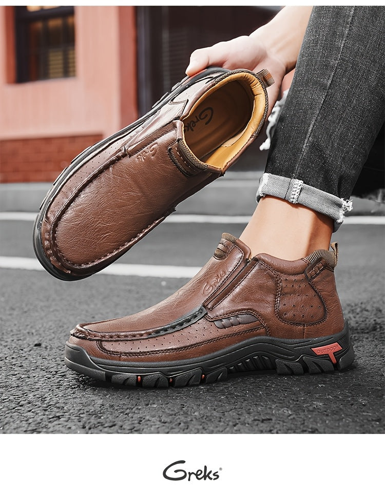 Bottines à enfiler cousues main pour homme GREKS, mocassins décontractés style Chukka, semelle antidérapante pour la randonnée, la conduite et le quotidien – chaussures légères et confortables pour homme