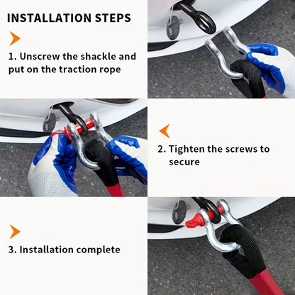 Corde de récupération cinétique 22 tonnes 48501 lbs – Corde de remorquage en nylon robuste avec manilles et sac de rangement pour camion, SUV, UTV, VTT, sauvetage d'urgence tout-terrain