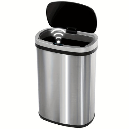 Poubelle automatique sans contact de 50 L (13 gallons) avec détecteur de mouvement, en acier inoxydable et plastique, pour cuisine, bureau, chambre et salon