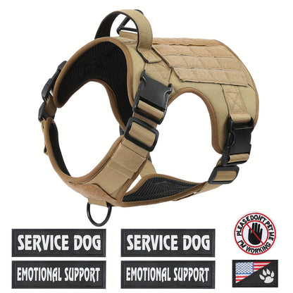Harnais tactique pour chien – Gilet anti-traction style militaire pour animal de compagnie avec poignée de contrôle, ajustement sécurisé pour chiens actifs, motif uni, tailles S à XL, idéal pour le dressage, la randonnée et la marche