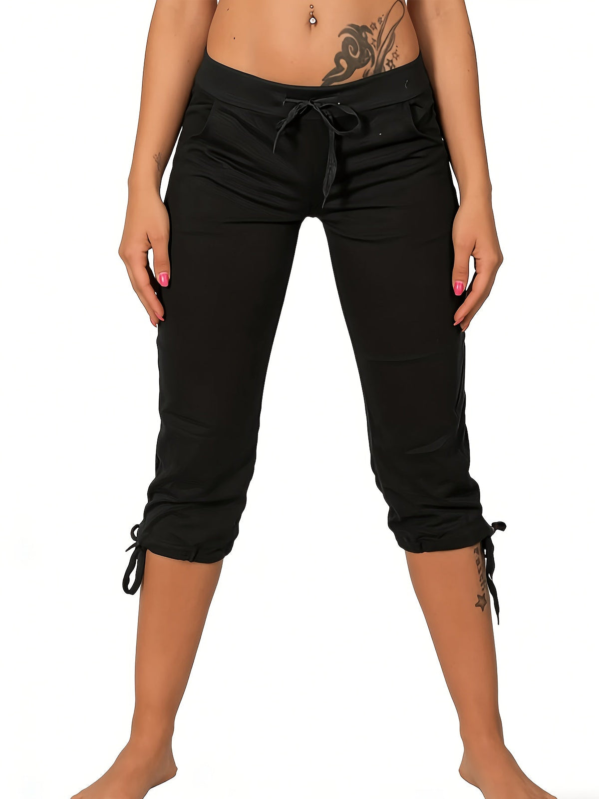 Lot de 4 pantalons courts légers pour femme – Pantacourts amples à taille cordon, bas d'été décontractés et respirants, tailles S-XXL, assortiments de couleurs variés
