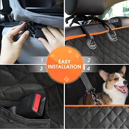 Housse de siège auto pour chien avec 4 poches - Coussin de siège imperméable et antidérapant pour chiens moyens et grands, housse de siège arrière intégrale anti-taches, tapis de voiture universel pour chien, noir