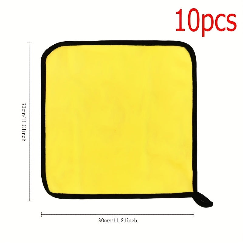 10 serviettes de nettoyage en microfibre pour voiture – Super absorbantes, non pelucheuses, sans traces, chiffons de séchage pour carrosserie, intérieur, vitres et entretien ménager