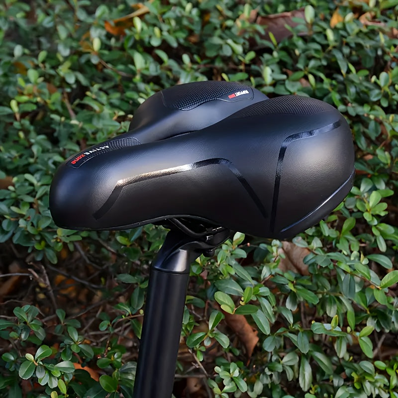 Selle de vélo rembourrée en gel, imperméable et absorbant les chocs – Coussin large en cuir et mousse souple avec bande réfléchissante pour vélos de ville, de montagne, de route et de sport, ajustement universel pour hommes et femmes