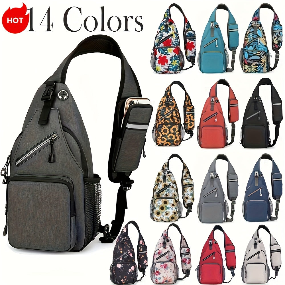 Sac à bandoulière grande capacité pour hommes et femmes – Sac de voyage polyvalent style sport brodé avec fermeture éclair sécurisée, idéal pour les trajets quotidiens mains libres et les activités en plein air, plusieurs coloris disponibles