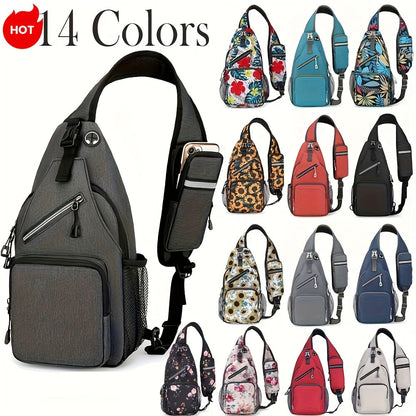 Sac à bandoulière grande capacité pour hommes et femmes – Sac de voyage polyvalent style sport brodé avec fermeture éclair sécurisée, idéal pour les trajets quotidiens mains libres et les activités en plein air, plusieurs coloris disponibles