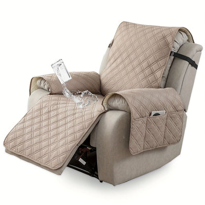 Housse de fauteuil inclinable imperméable avec poches latérales, sangles antidérapantes, tissu matelassé 4 couches, protection contre les animaux et les enfants, lavable en machine – 11 couleurs