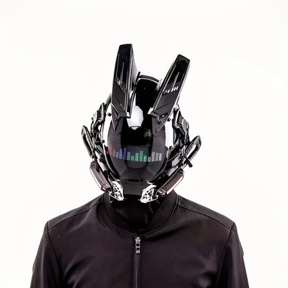 LED Cyberpunk Mask Wireless Control Light-Up Halloween Costume Mask – Rave Party Mask, Bar Club Stage Props, Role-Playing Photo Prop, Futuristic Sci-Fi Face Mask for Adults, Black Mask with LED Lights