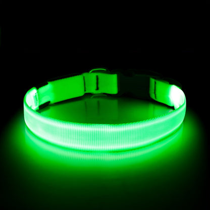 Collier lumineux pour chien à LED, rechargeable par USB - Collier de sécurité ajustable en nylon avec boucle en D pour petits, moyens et grands chiens, haute visibilité pour les promenades nocturnes