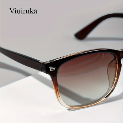 Lunettes de soleil vintage polarisées unisexe, verres dégradés thé UV400 avec étui de protection, lunettes de conduite légères pour hommes et femmes