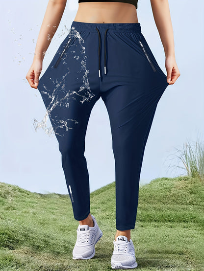 Pantalon de jogging athlétique pour femme, coupe droite, séchage rapide, haute élasticité, taille à cordon, poche zippée, pantalon de course léger et déperlant, 5 couleurs, XS-XL