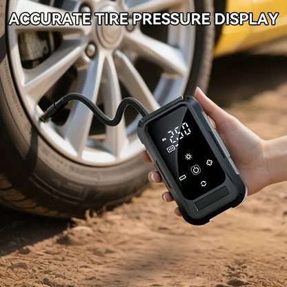 Gonfleur de pneus portable sans fil – Compresseur d'air intelligent sans fil avec manomètre numérique et lampe LED pour voitures, motos, vélos et ballons, recharge rapide Type-C
