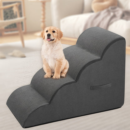 Escalier pour chien pour lit et canapé – Marches antidérapantes pour animaux 2/3/4 marches pour petits chiens et chats, housse amovible et lavable, rampe orthopédique pour chiens âgés, animaux blessés et soulagement des douleurs articulaires, 5 coloris