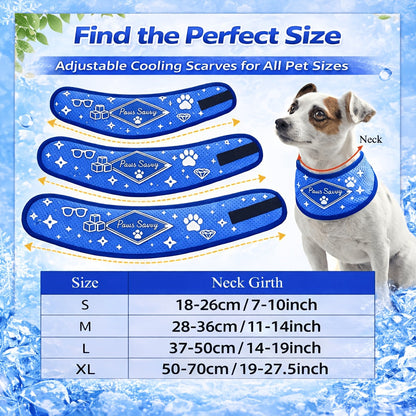 Cooling Dog Scarf for Summer - Super Absorbent PVA Instant Ice Cool Bandana, Breathable Adjustable Neck Wrap for Small Medium Large Dogs, Outdoor Heat Relief Pet Accessory (7-27 inch Neck Girth)